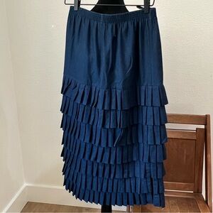 Vintage Hamilton Elegant Navy Tiered Skirt